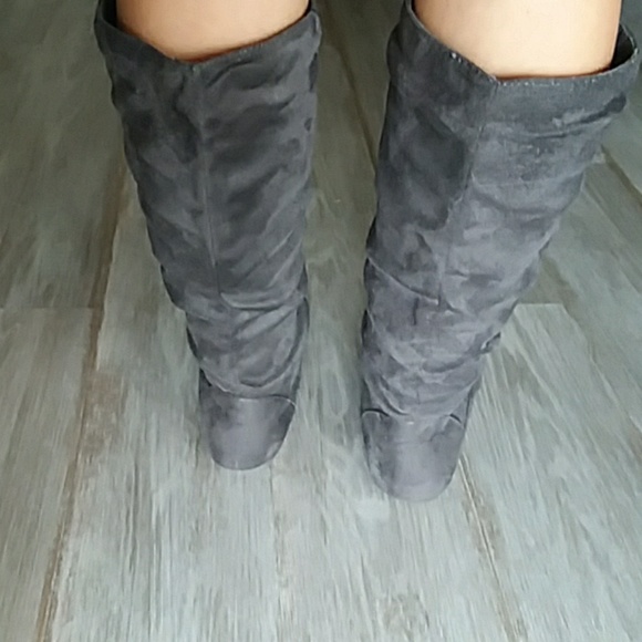 gray suede boots - Picture 3 of 4